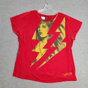 Kat Von D Women Top 2XL Red Nikki Sixx Motley Cruz Graphic Short Sleeve‎ Y2K Tee